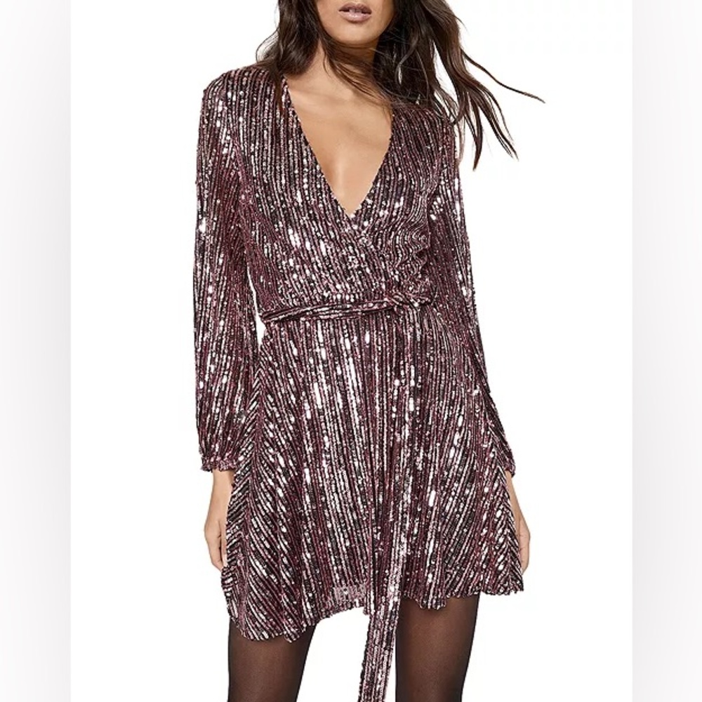 BARDOT Striped Sequin Belissa Dress missing belt